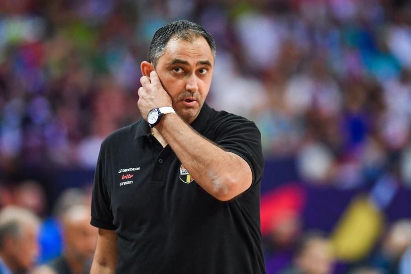 Belgium's head coach Dario Gjergja pictured during a basketball match between Belgium's national team Belgian Lions and Slovenia, Sunday 31 August 2025 in Katowice, Poland, the third game of the group stage of the Eurobasket 2025 European championships. BELGA PHOTO MARCIN BULANDA *** BELGIUM ONLY ***