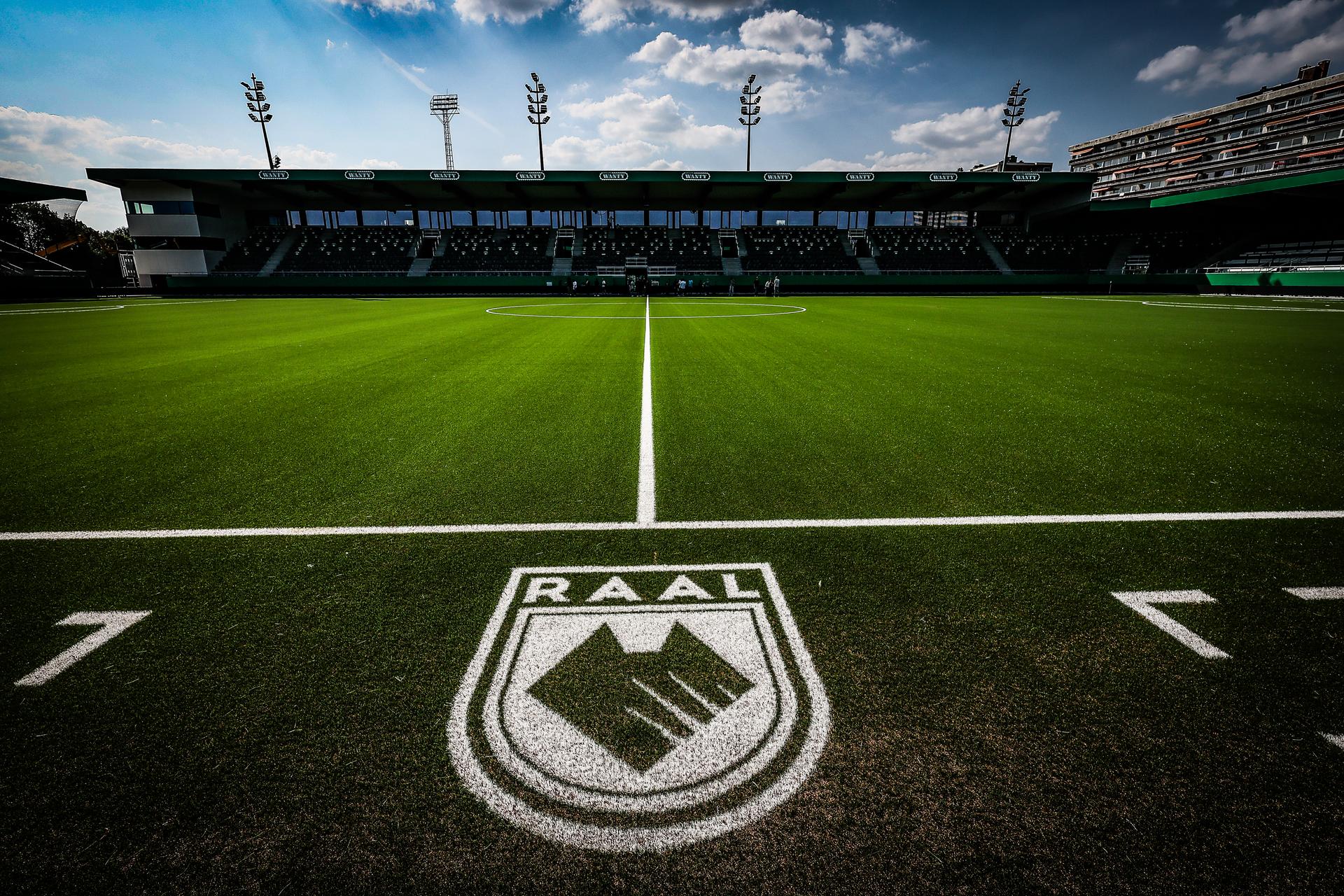 The Easi Arena stadium pictured ahead of a press conference of Belgian soccer team RAAL La Louviere, Wednesday 18 June 2025 in La Louviere, in preparation of the upcoming 2025-2026 first division season. BELGA PHOTO BRUNO FAHY