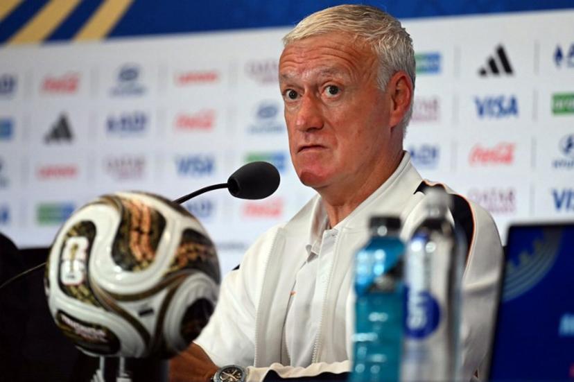 France's head coach Didier Deschamps gives a MD-1 press conference on the eve of the 2026 World Cup football tournament third-place match between France and England at the Miami Stadium in Miami on July 17, 2026.   CHANDAN KHANNA / AFP