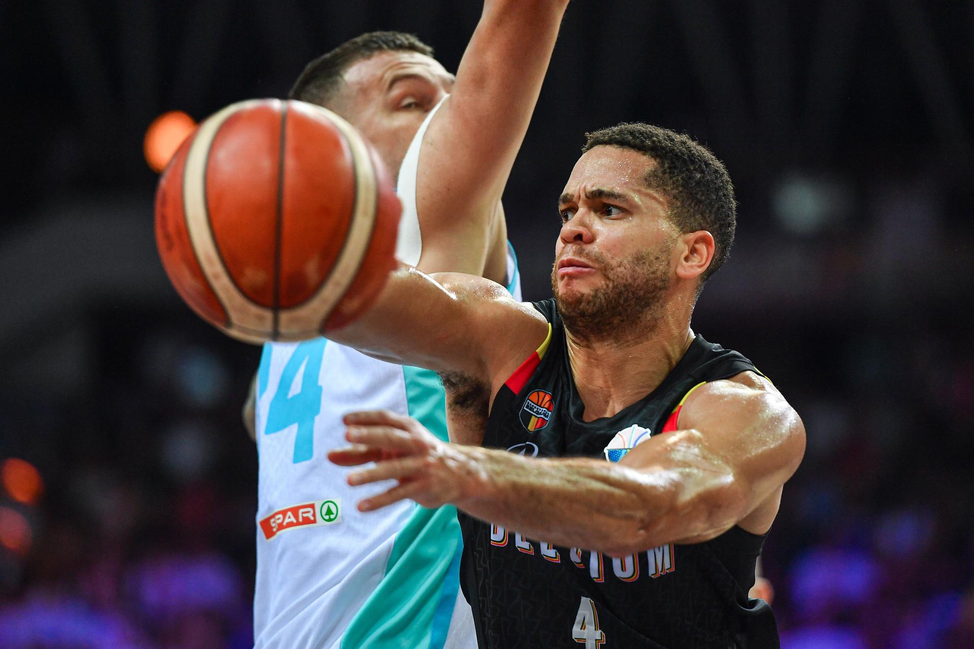 Belgium's Emmanuel Manu Lecomte pictured in action during a basketball match between Belgium's national team Belgian Lions and Slovenia, Sunday 31 August 2025 in Katowice, Poland, the third game of the group stage of the Eurobasket 2025 European championships. BELGA PHOTO MARCIN BULANDA *** BELGIUM ONLY ***