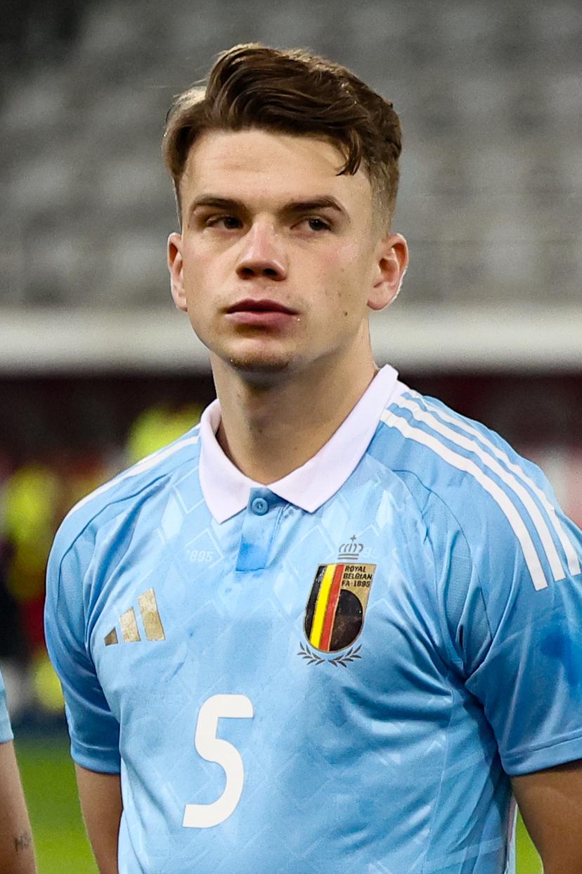 Belgium's Matteo Dams pictured at the start of a soccer game between the U21 youth team of the Belgian national team Red Devils and the U21 of Czechia, in Heverlee, Leuven, on Friday 15 November 2024, the first leg of the play-offs for the 2025 UEFA European Under21 Championship. BELGA PHOTO BRUNO FAHY