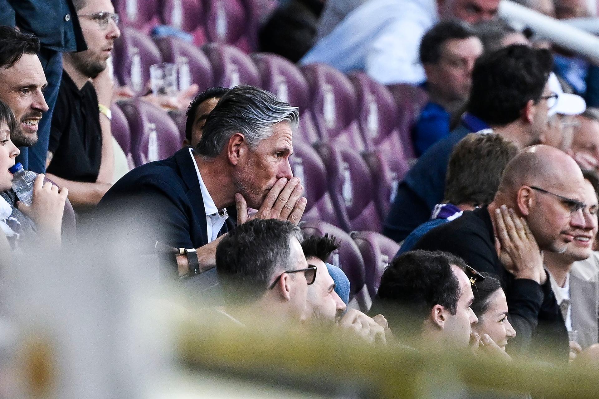 Anderlecht's sports director Michael Verschueren pictured during a soccer match between RSC Anderlecht and KRC Genk, Saturday 11 May 2024 in Brussels, on day 8 (out of 10) of the Champions' Play-offs of the 2023-2024 'Jupiler Pro League' first division of the Belgian championship. BELGA PHOTO TOM GOYVAERTS