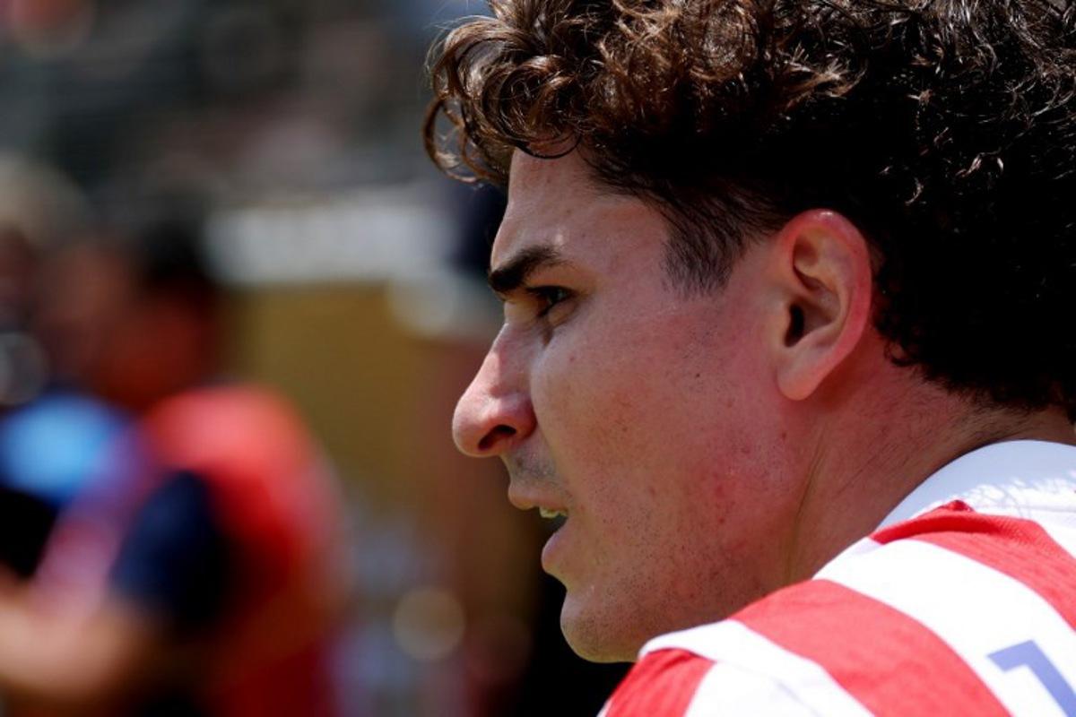Atletico Madrid's Argentine forward #19 Julian Alvarez looks on during the FIFA Club World Cup 2025 Group B football match between Spain's Atletico de Madrid and Brazil's Botafogo at the Rose Bowl stadium in Los Angeles on June 23, 2025.  Patrick T. Fallon / AFP