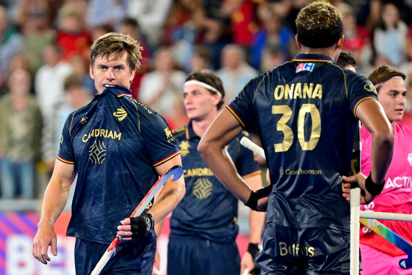 Belgium's Tom Boon looks dejected after losing a hockey game between Belgian Lions and Germany, the second (out of three) matches during the group stage of the men's 2026 Hockey World Cup, Monday 17 August 2026 in Wavre. The 2026 edition of the Hockey World Cup takes place in Belgium and The Netherlands from August 15 to August 30. BELGA PHOTO DIRK WAEM