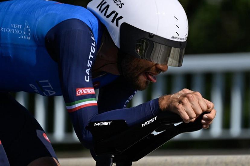 Italy's Filippo Ganna competes in the Men's Elite individual time trial during 2026 Union Cycliste Internationale (UCI) Road World Championships in Montreal, Quebec, on September 20, 2026.  Andrej Ivanov / AFP