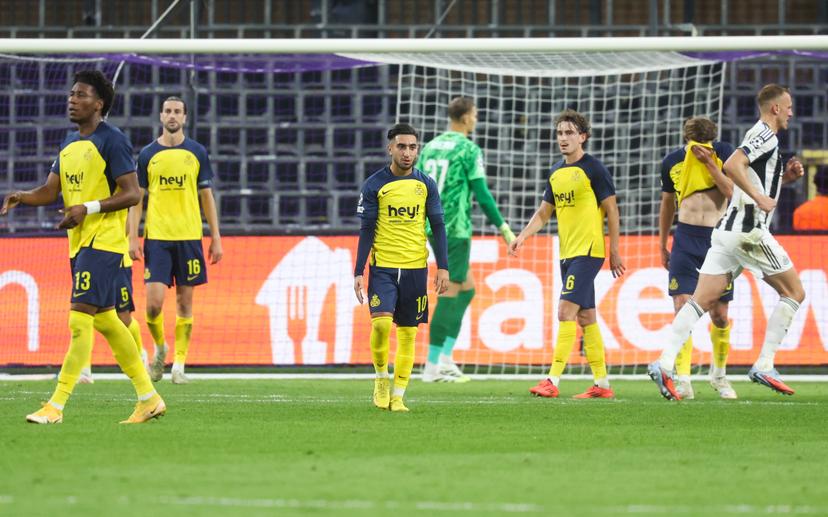 Union's Anouar Ait El Hadj looks dejected during a game between Belgian soccer team Royale Union Saint-Gilloise and English team Newcastle United FC, in Brussels, on Wednesday 01 October 2025, on the second day of the League phase of the UEFA Champions League tournament. BELGA PHOTO VIRGINIE LEFOUR