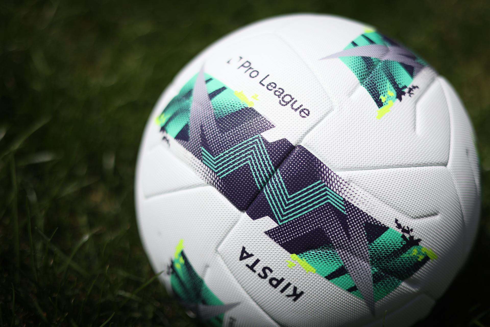 Illustration picture shows the new official match ball by the Pro League, Decathlon and Kipsta, in Brussels, Monday 05 June 2023. From the 2023-2024 season, a new ball will be rolling onto Belgian pitches in the Jupiler Pro League, Challenger Pro League, Lotto Super League, Croky Cup and in the elite youth competitions. Kipsta, Decathlon's football brand, produces and supplies the ball. This is the first time in Belgium that the same ball will be used in all these competitions, from the academy to the first team. BELGA PHOTO VIRGINIE LEFOUR