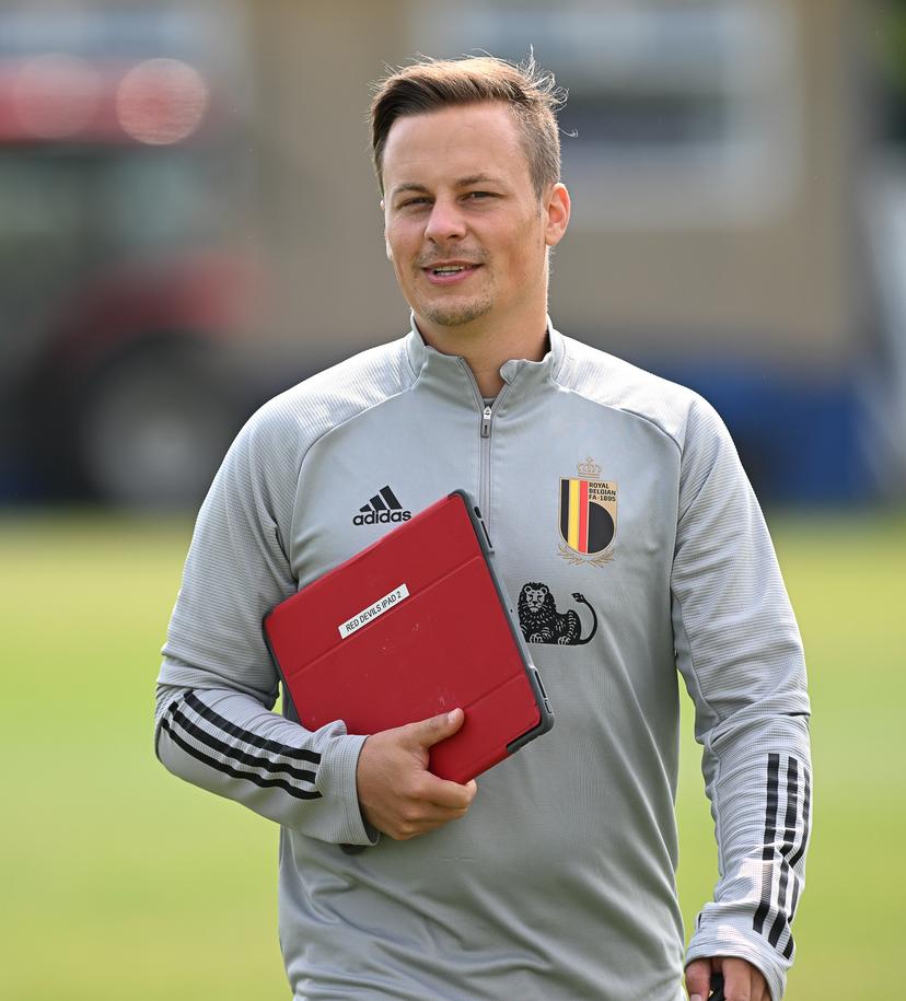 Belgium's assistant coach Thomas Jansen pictured ahead of a training session of Belgium's national women's soccer team the Red Flames, Wednesday 20 July 2022 in Wigan, England. On Friday the team will meet Sweden in the quarter-finals of the 2022 UEFA European Women's Football Championship. BELGA PHOTO DAVID CATRY