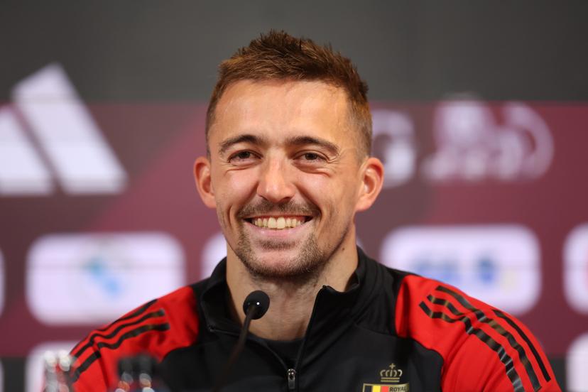 Belgium's Timothy Castagne pictured during a press moment of the Red Devils, the Belgian national soccer team, at the Proximus Basecamp in Tubize, Tuesday 07 October 2025. The team is preparing for the matches against North Macedonia (10/10) and Wales (13/10). BELGA PHOTO VIRGINIE LEFOUR