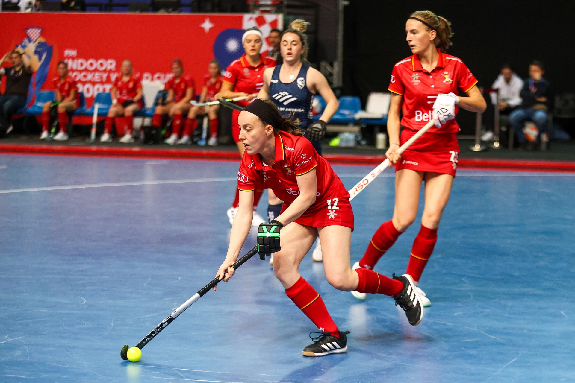 World Indoor Hockey Championship match between Belgium and USA in the Zatika hall on February 08. 2025 in Porec, Croatia. Marie Ronquetti Photo: Srecko Niketic/PIXSELL BENELUX ONLY