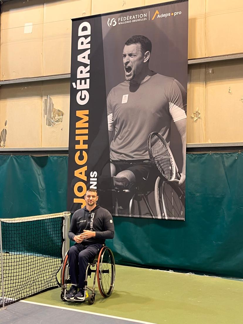 Joachim Gérard pictured at a ceremony organised by the General Administration of Sport (ADEPS), in collaboration with the Francophone Handisport League and in the presence of the Tennis Padel Pickelball Wallonia-Brussels association and the Belgium Paralympic Committee, to honour Joachim Gérard, who has decided to end his sporting career at the end of the season, Friday 12 December 2025.  BELGA PHOTO ERIC CORNU