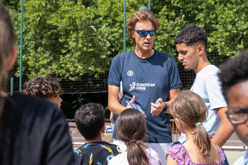 European Open tournament director Dick Norman is seen at a 'street tennis' tournament organized in Laken - Laeken, Brussels, to promote the European Open Tennis tournament, Wednesday 27 August 2025. The European Open will be played from 12 to 19 October 2025 at the ING Arena Brussels Expo. BELGA PHOTO JONAS ROOSENS