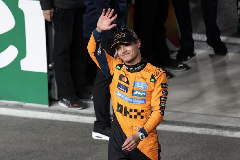 McLaren's British driver Lando Norris waves after finishing second during the Las Vegas Formula One Grand Prix at the Las Vegas Strip Circuit in Las Vegas, Nevada, on November 22, 2025.  Patrick T. Fallon / AFP