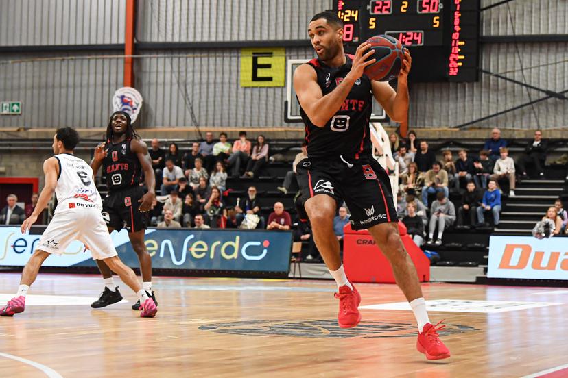 Antwerp's Elias Lasisi pictured in action during a basketball match between Limburg United and Antwerp Giants, Friday 19 December 2025 in Hasselt, on day 12 of the 'BNXT League' Belgian/ Dutch first division basket championship. BELGA PHOTO JILL DELSAUX