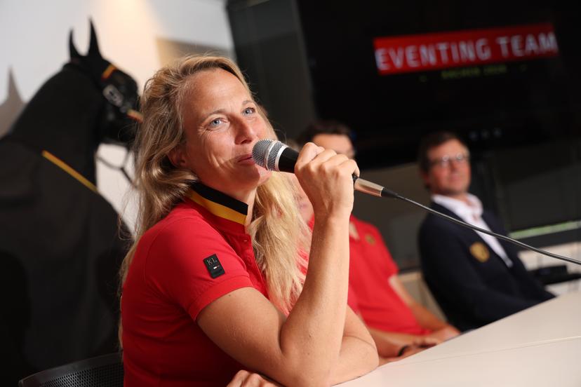 Belgian Lara de Liedekerke pictured during a press moment of the 'Red Musketeers' riders that will compete at the upcoming World Championships, on Monday 27 July 2026 in Zaventem. The FEI World Championships will take place in Aachen, Germany from 11 to 23 August. BELGA PHOTO VIRGINIE LEFOUR