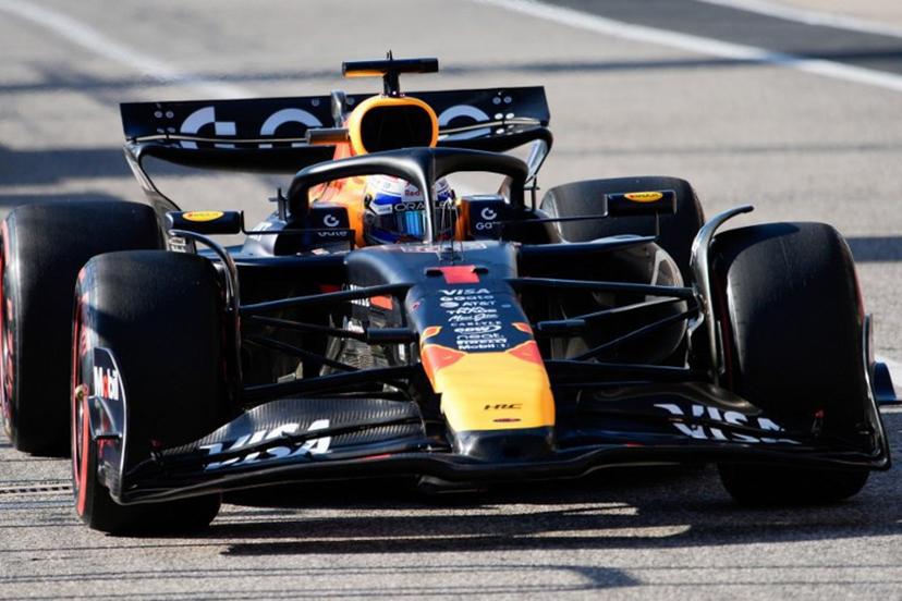 Red Bull Racing's Dutch driver Max Verstappen drives in pit lane during the qualifying session for the United States Formula One Grand Prix at the Circuit of the Americas in Austin, Texas, on October 18, 2025.  John Locher / POOL / AFP