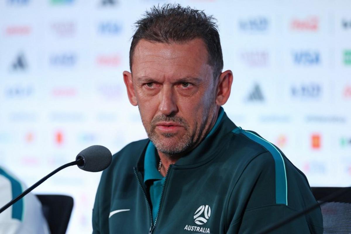 Australia's head coach Tony Popovic attends a press conference in Dallas, on July 2, 2026, ahead of their match against Egypt, during the 2026 World Cup football tournament.   Thomas COEX / AFP