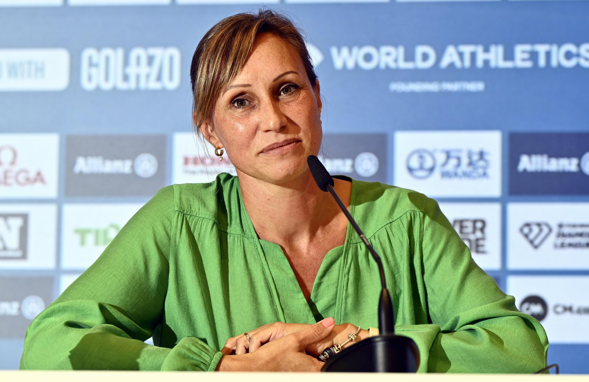 Memorial Van Damme meeting director Kim Gevaert pictured during a press conference on the 49th edition of the Memorial Van Damme athletics event in Brussels, Monday 18 August 2025. The 2025 Allianz Memorial Van Damme Diamond League meeting take place on 22 Augustus 2025. BELGA PHOTO ERIC LALMAND