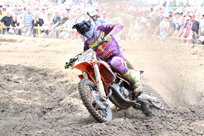 Belgian Liam Everts pictured in action during the Belgian Championships motocross at Keiheuvel, in Balen, Thursday 15 August 2024. BELGA PHOTO MAARTEN STRAETEMANS