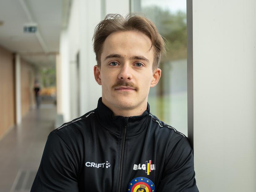 Belgian gymnast Glen Cuyle poses for the photographer during a press conference to announce the Belgian men's and women's teams that will participate in the Artistic Gymnastics World Championships in Jakarta (19-25/10), on Thursday 09 October 2025, in Gent. BELGA PHOTO JAMES ARTHUR GEKIERE