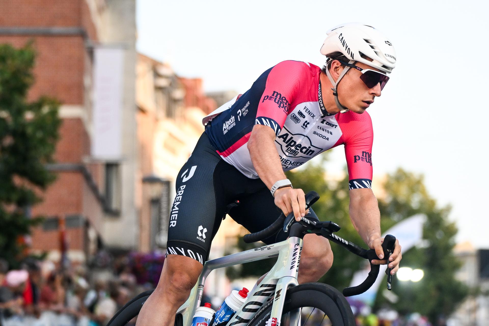 Belgian Jasper Philipsen of Alpecin-Premier Tech pictured in action during the 'Natourcriterium Herentals' cycling race, Thursday 30 July 2026 in Herentals. The contest is a part of the traditional 'criteriums', local races in which mainly cyclists who rode the Tour de France compete. BELGA PHOTO ELIAS ROM