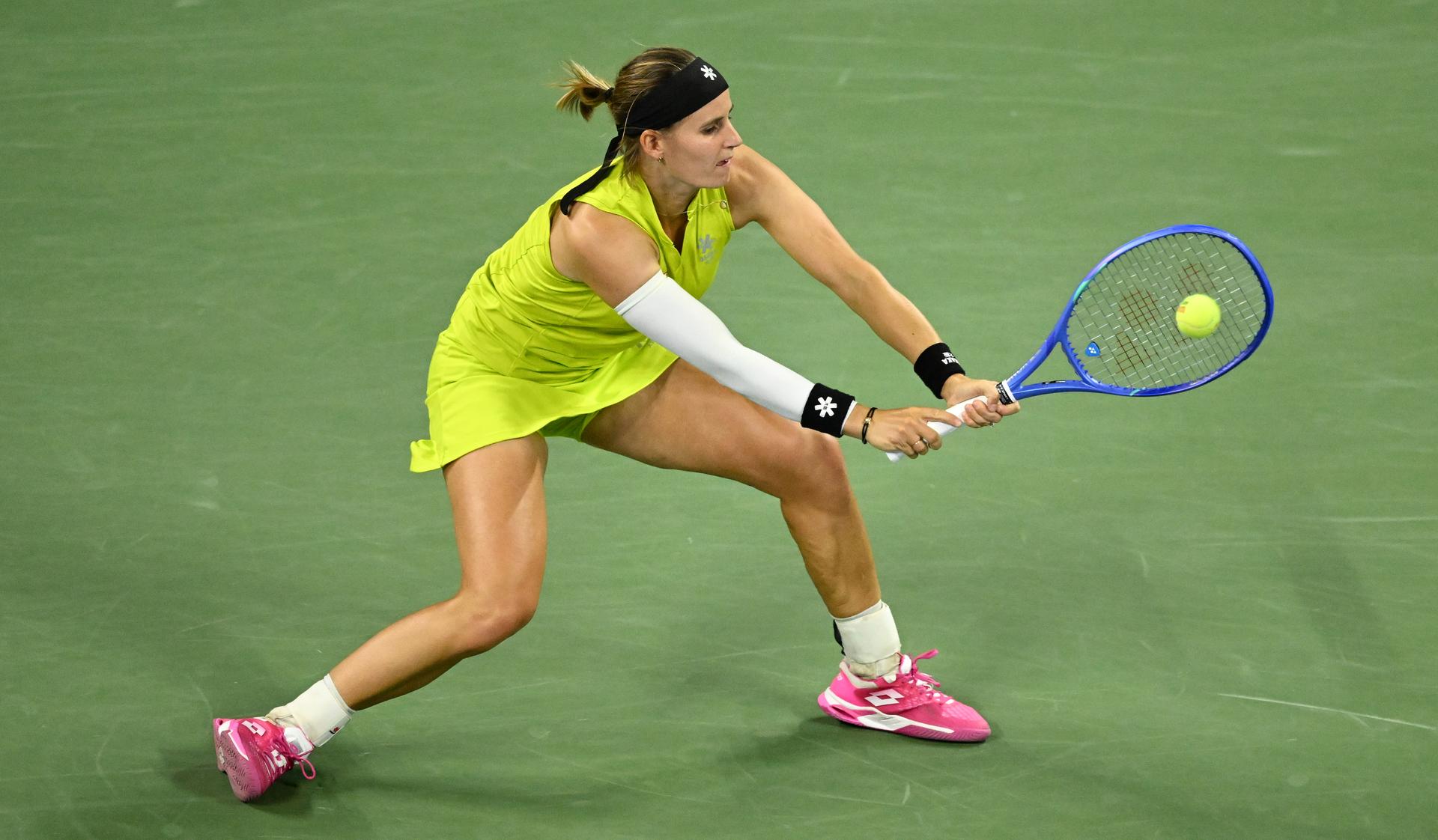 Belgian Greet Minnen pictured in action during a tennis match against Japanese Osaka, in the first round of the women's singles of the 2025 US Open Grand Slam tennis tournament in New York City, USA, Tuesday 26 August 2025. BELGA PHOTO TONY BEHAR