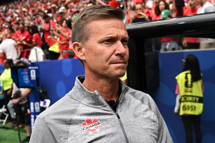 Canada's US head coach Jesse Marsch looks on ahead of the 2026 World Cup round of 16 football match between Canada and Morocco at the Houston Stadium in Houston on July 4, 2026.   Paul ELLIS / AFP