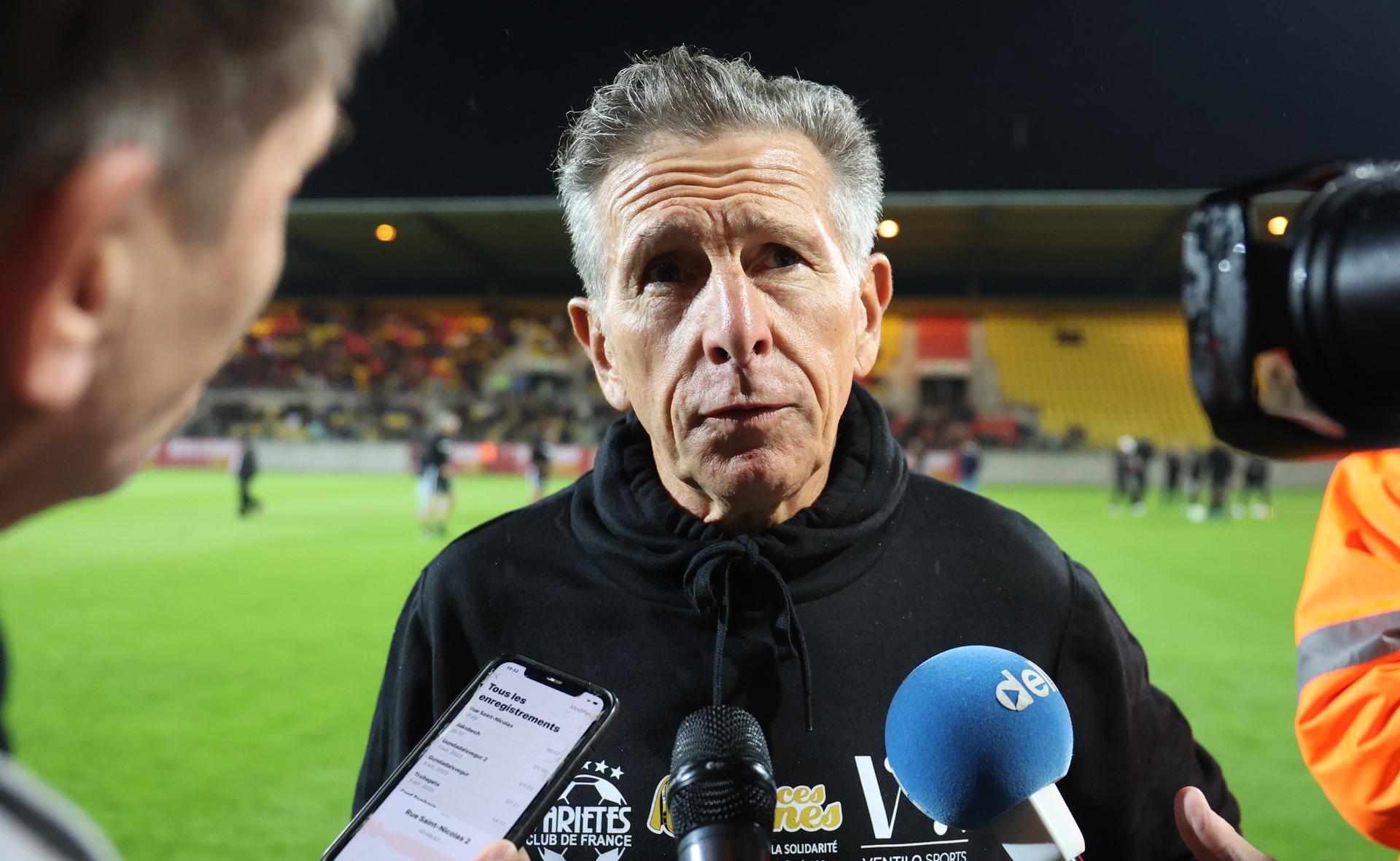 VCL's Claude Puel pictured before a gala soccer game between Variety Club France with various personnalities and a team of Calais, for Les Pieces Jaunes association, Wednesday 18 October 2023, in Calais, France. Belgian Hazard announced last week his retirement. BELGA PHOTO VIRGINIE LEFOUR