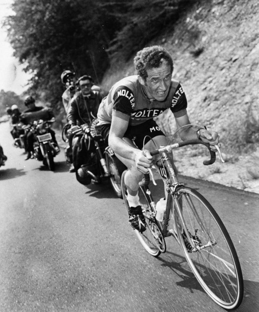 Dutch cyclist Marinus Wagtmans rides near Saint-Marcellin-en-Forez during the 9th stage of the 58th edition of the Tour de France cycling race between Clermont-Ferrand and Saint-Etienne on July 6, 1971.    AFP