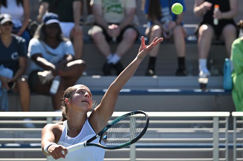 Belgian Hanne Vandewinkel pictured in action during a tennis game against Australian Hon, in the third round of the qualifications for the women's singles of the 2025 US Open Grand Slam tennis tournament in New York City, USA, Friday 22 August 2025. BELGA PHOTO TONY BEHAR