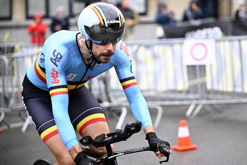 Lennert Vanlathem (MC1) pictured in action during the individual time trial at the UCI Para-cycling Road World Championships, Friday 29 August 2025, in Ronse. The UCI Para-Cycling Road World Championships take place from 28 to 31 Augustus in Ronse. BELGA PHOTO JASPER JACOBS