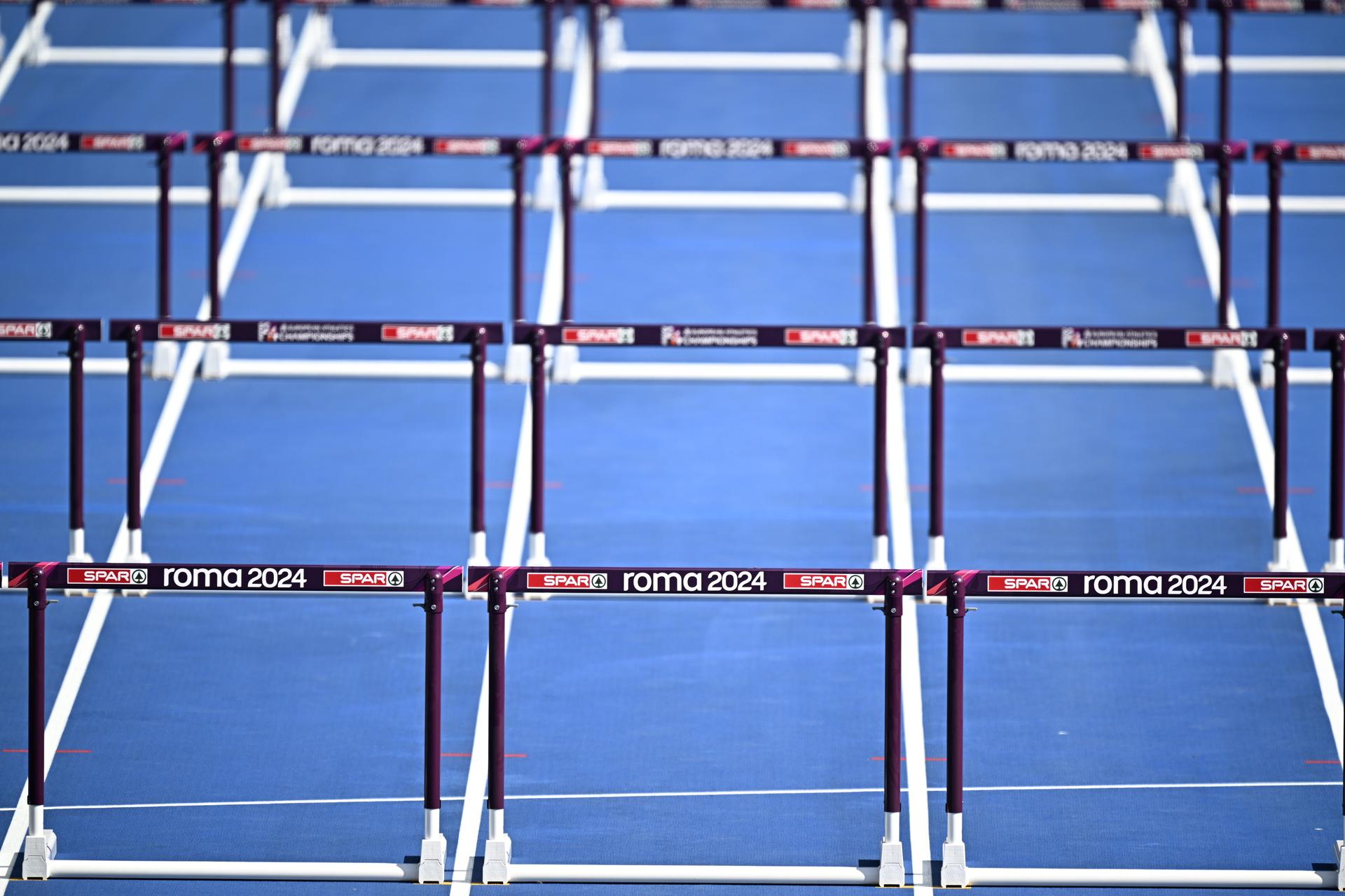Illustration shows the logo of Rome 2024 Euro at the European Championships Athletics in Rome, Italy, on Friday 07 June 2024, first day of the heptathlon event. The European Athletics Championships take place from 7 to 12 June. BELGA PHOTO JASPER JACOBS