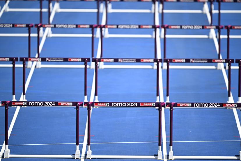 Illustration shows the logo of Rome 2024 Euro at the European Championships Athletics in Rome, Italy, on Friday 07 June 2024, first day of the heptathlon event. The European Athletics Championships take place from 7 to 12 June. BELGA PHOTO JASPER JACOBS