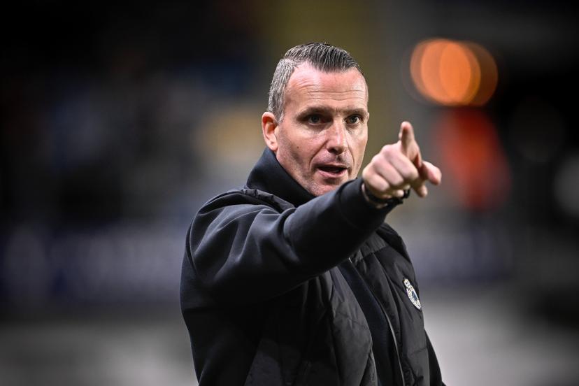 Club's head coach Nicky Hayen pictured during a soccer match between Sint-Truidense V.V. and Club Brugge, Saturday 06 December 2025 in Sint-Truiden, on day 17 of the 2025-2026 'Jupiler Pro League' first division of the Belgian championship. BELGA PHOTO JOHAN EYCKENS