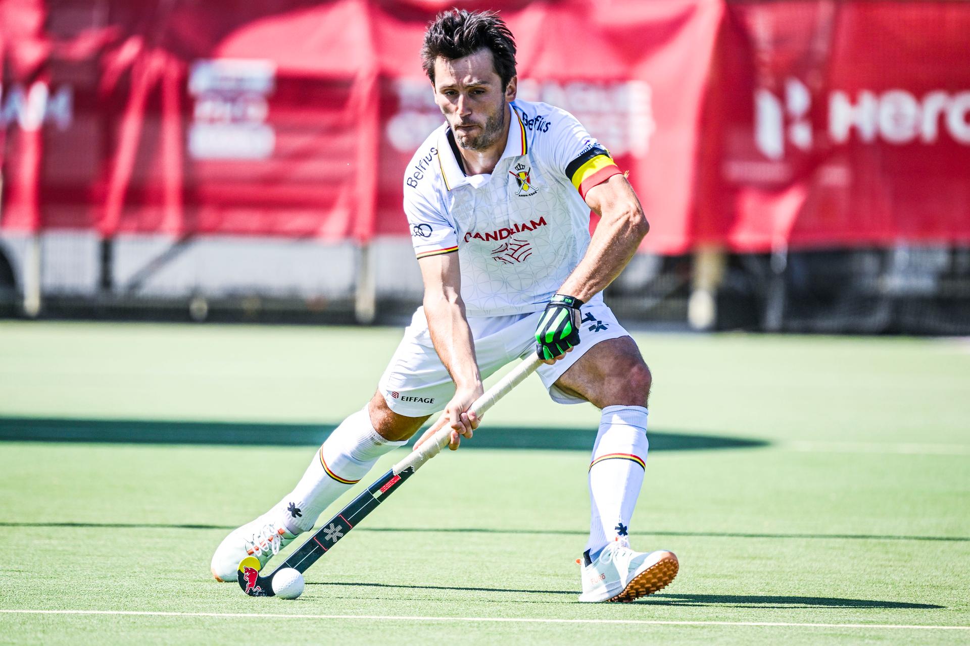 Belgium's Arthur Van Doren pictured in action during a hockey game between Belgian national team Red Lions and India, match 13/16 in the group stage of the 2025 Men's FIH Pro League, Saturday 21 June 2025 in Antwerp. BELGA PHOTO TOM GOYVAERTS