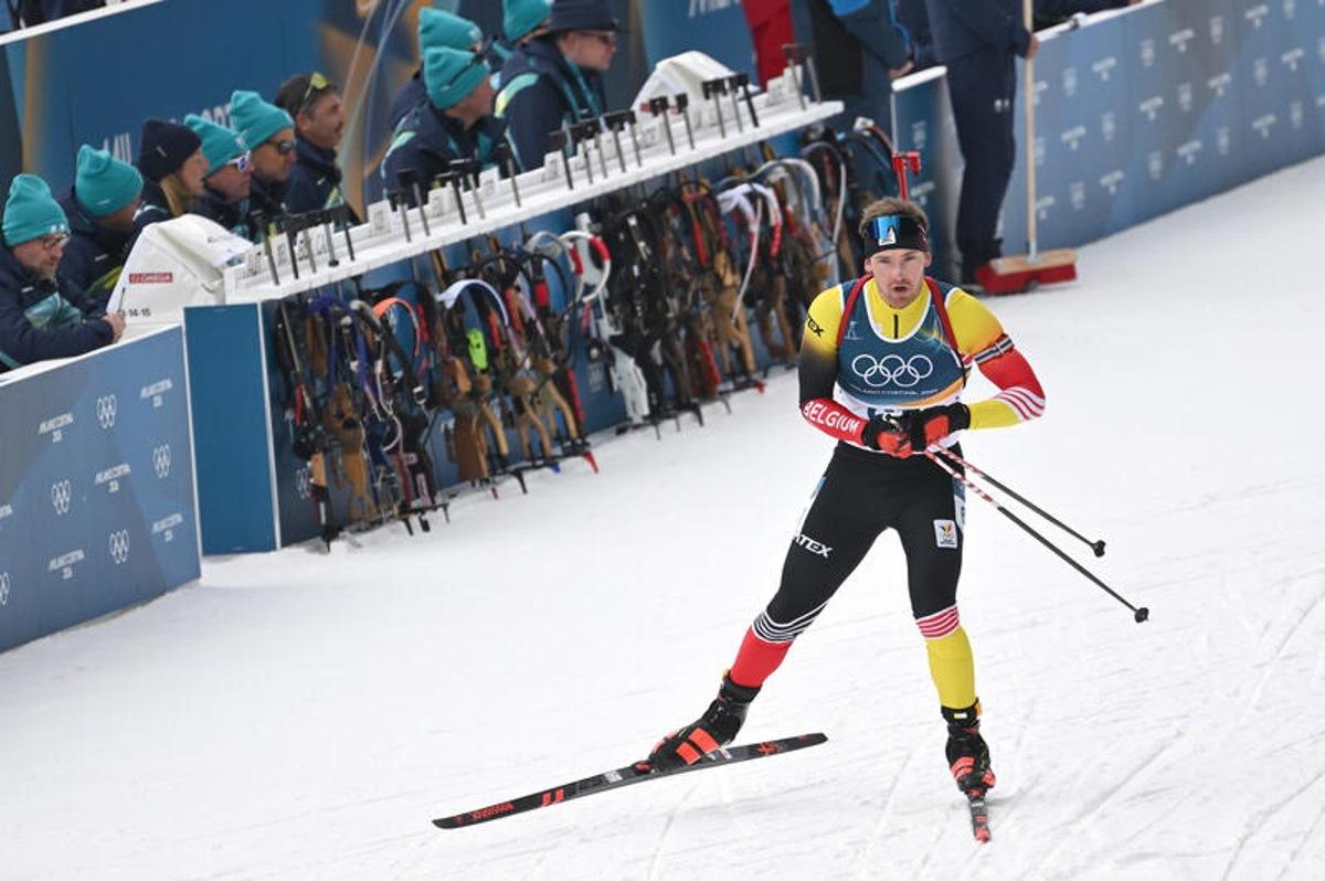 Belgium's Florent Claude (61) competes in the Biathlon Men's 20km Individual competition at the Anterselva Biathlon Arena in Cortina during the Milan Cortina 2026 Winter Olympics, Cortina, Italy, February 10, 2026.  (Photo by Anthony Behar/Sipa USA) BENELUX ONLY