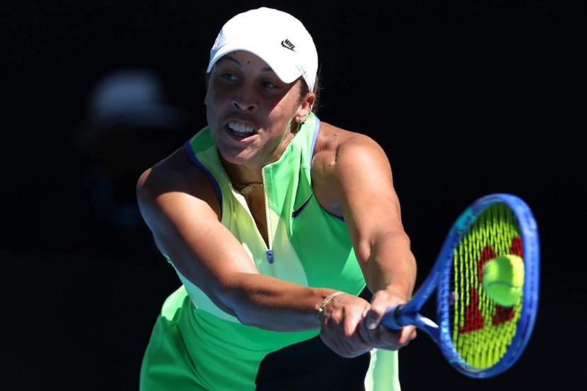 USA's Madison Keys hits a return to Czech Republic's Karolina Pliskova during their women's singles match on day seven of the Australian Open tennis tournament in Melbourne on January 24, 2026.  Martin KEEP / AFP