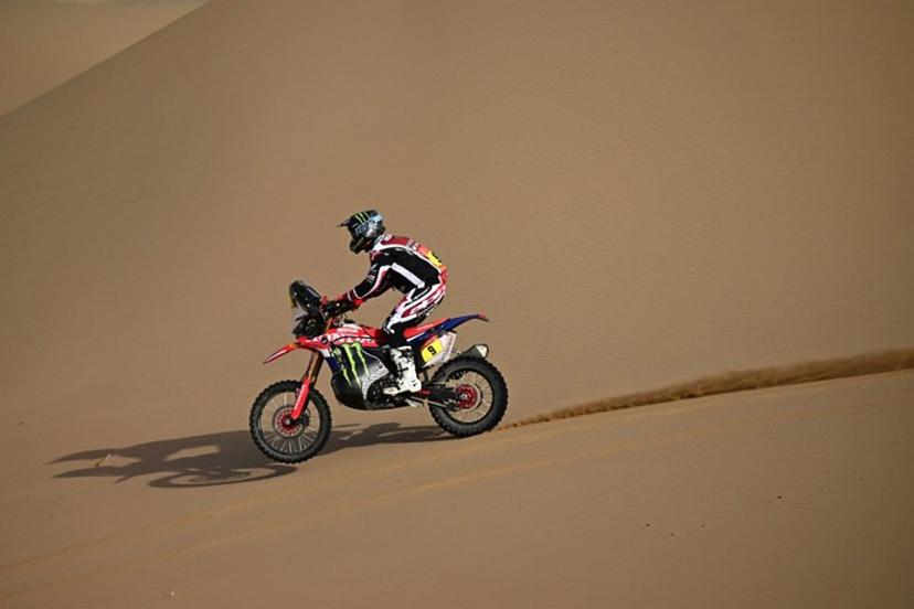 US rider Ricky Brabec competes with a Honda Crf 450 compete in the Stage 7 of the 48th edition of the Dakar Rally 2026, between Riyadh and Wadi ad-Dawasir, Saudi Arabia, on January 11, 2026.  Giuseppe CACACE / AFP