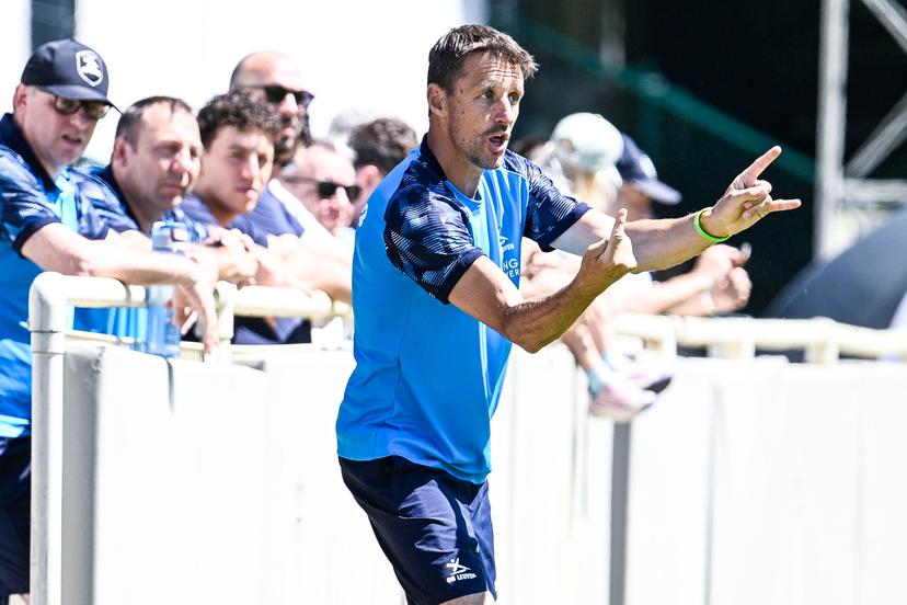 OHL's head coach Timmy Simons pictured during a friendly soccer game between OH Leuven vs Crossing Schaarbeek, on Saturday 04 July 2026 in Leuven, in preparation of the upcoming 2026-2027 Belgian first division soccer season. BELGA PHOTO TOM GOYVAERTS