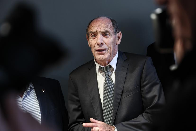 Raoul Lambert pictured during the reveal of the statue of former Club Brugge player Raoul Lambert to celebrate his 80th anniversary ahead of a soccer match between Club Brugge and RSC Anderlecht, Sunday 27 October 2024 in Brugge, on day 12 of the 2024-2025 season of the 'Jupiler Pro League' first division of the Belgian championship. BELGA PHOTO BRUNO FAHY