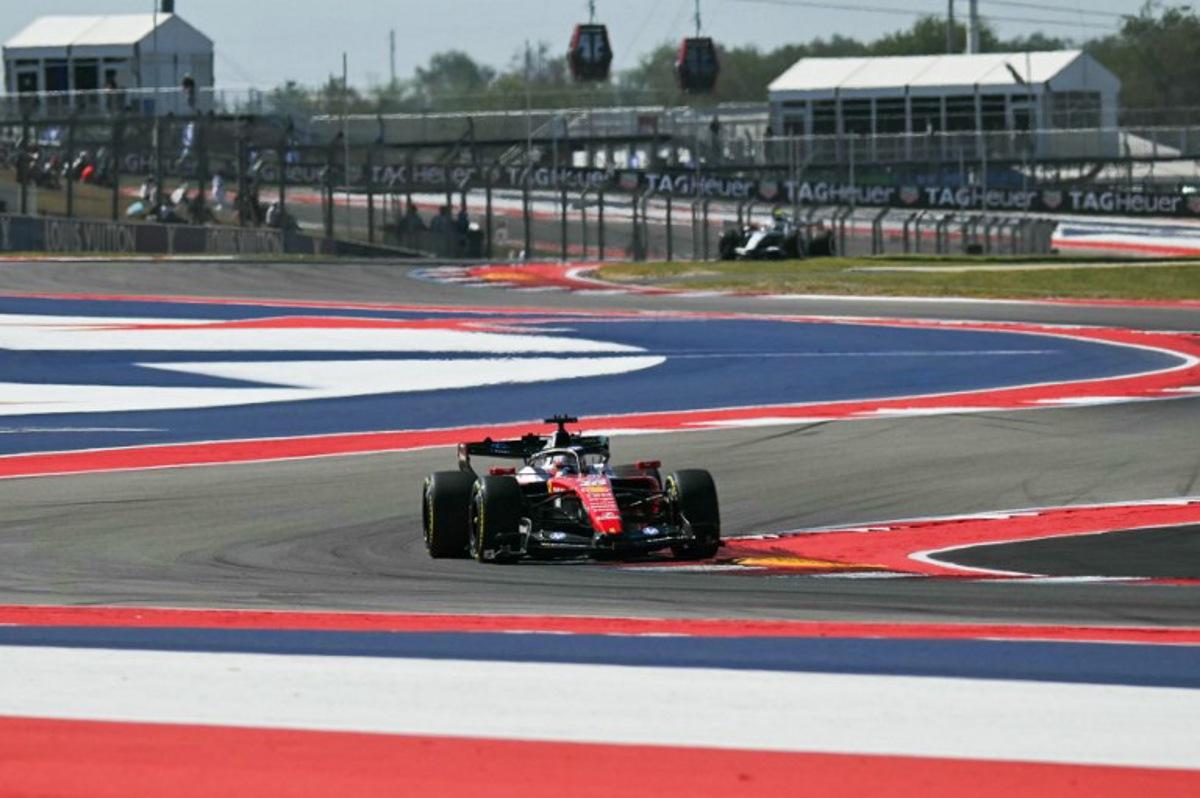 Ferrari's Monegasque driver Charles Leclerc races during a practice session for the United States Formula One Grand Prix at the Circuit of the Americas in Austin, Texas, on October 23, 2026.  ANGELA WEISS / AFP