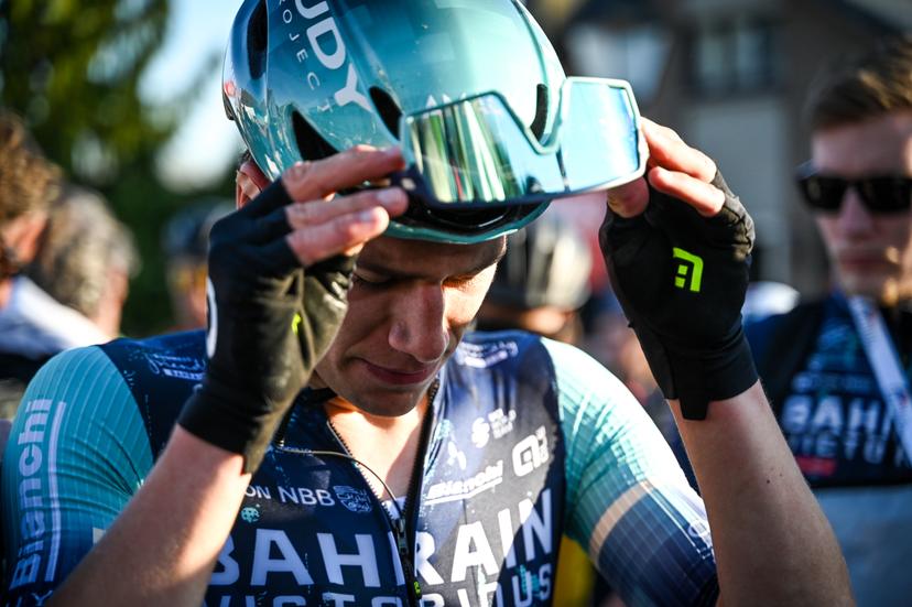 Belgian Alec Segaert of Bahrain Victorious pictured after the 'Nokere Koerse' one day cycling race for men elite, 186,4 km from Deinze to Nokere, Kruisem on Wednesday 18 March 2026. BELGA PHOTO ELIAS ROM