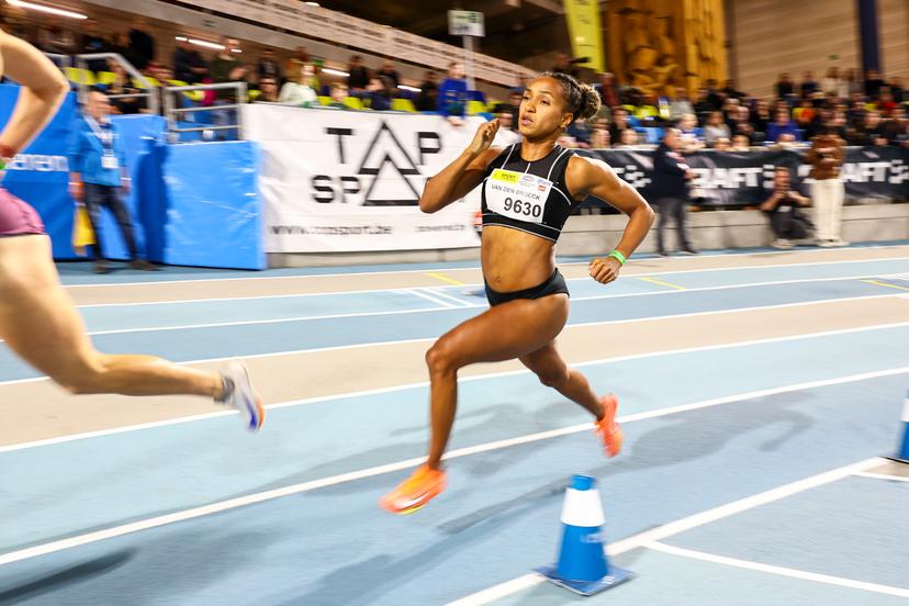 Belgian Naomi Van den Broeck pictured in action during the IFAM Indoor, IAAF World Indoor Tour Bronze Athletics Meeting, Saturday 01 February 2025 in Gent. BELGA PHOTO DAVID PINTENS