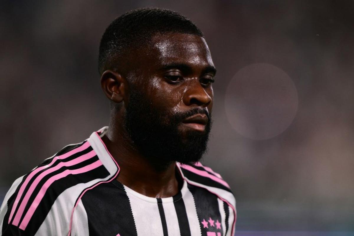 Juventus' Ivorian forward #13 Jeremie Boga looks on during the Italian Serie A football match between Juventus and Bologna at the Allianz stadium in Turin, on April 19, 2026.  Marco BERTORELLO / AFP