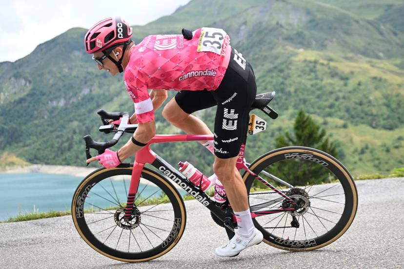 American Neilson Powless of EF Education-EasyPost pictured in action during stage 19 of the 2025 Tour de France cycling race, from Albertville to La Plagne (130km), on Friday 25 July 2025 in France. The 112th edition of the Tour de France starts on Saturday 5 July in Lille, France, and will finish in Paris, France on the 27th of July.   BELGA PHOTO JASPER JACOBS