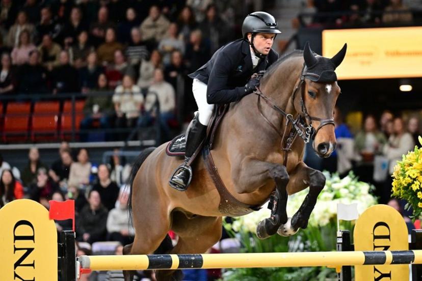 Belgium's Frederic Vernaet competes on the horse Paulus-L during the World Cup jumping at the Gothenburg Horse Show in Scandinavium in Gothenburg, Sweden on February 23, 2025.   Bjorn LARSSON ROSVALL / TT News Agency / AFP