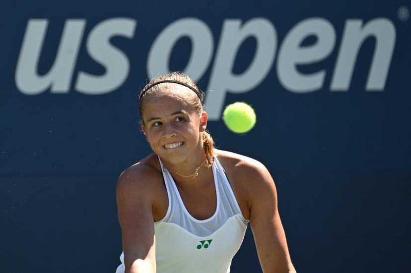 Belgian Hanne Vandewinkel pictured in action during a tennis game against Australian Hon, in the third round of the qualifications for the women's singles of the 2025 US Open Grand Slam tennis tournament in New York City, USA, Friday 22 August 2025. BELGA PHOTO TONY BEHAR