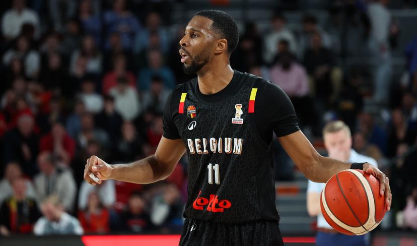 Belgium's Loic Schwartz pictured in action during a basketball match between Belgian national team Belgian Lions and Finland, Friday 27 February 2026 in Charleroi, qualifier 3/6 for the men's 2027 FIBA World Championships. BELGA PHOTO VIRGINIE LEFOUR