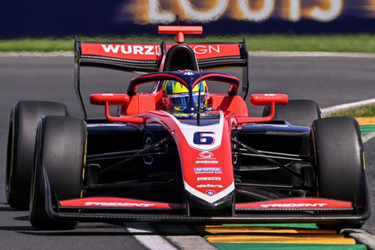 Trident's Austrian driver Charlie Wurz drives during the Formula 3 qualifying session of the Australian Grand Prix at the Albert Park Circuit in Melbourne on March 14, 2025.  WILLIAM WEST / AFP
