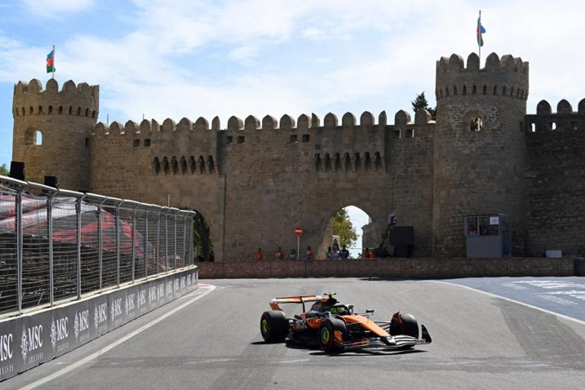 McLaren's British driver Lando Norris  drives during a practice session of the Formula One Azerbaijan Grand Prix at the Baku City Circuit in Baku on September 20, 2025.  Alexander NEMENOV / AFP